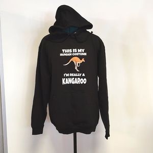 This is my human costume I'm really a Kangaroo black hoodie